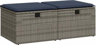 vidaXL Vidaxl Set Divano Giardino 2 Pz Con Cuscini Grigio Polyrattan Acacia