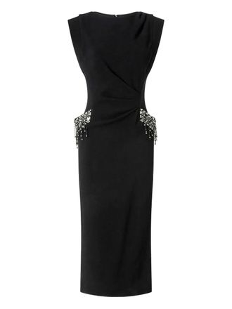 Pinko crystal-embellished midi dress - women - Acetate/Polyester/Viscose/Elastane - 44 - Black