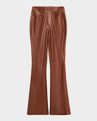 Veronica Beard Beverly High-Rise Skinny Flare Vegan Leather Jeans