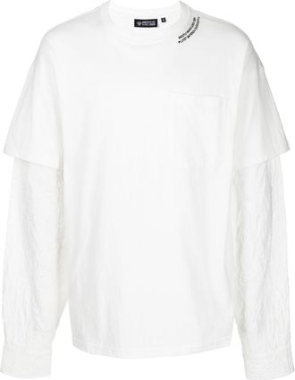 Mostly Heard Rarely Seen Crinkle Woven long-sleeve T-shirt - men - Cotton/Polyester - M - White