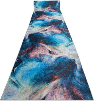 RugsX Alfombra De Pasillo Con Refuerzo De Goma Lotus Color 36500 Abstracci&oacute;n Azul / Rojo Lavable 120cm Blue 120x300 Cm