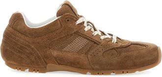Alohas Alohas, Schoenen, Dames, Bruin, 40 EU, Katoen, Bruine Leren Sneakers met Katoenen Decoraties