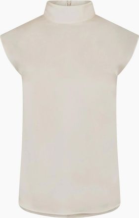 HUGO BOSS Womens Mock Neck High Collar Sleeveless Shell Blouse - White - Size: 14