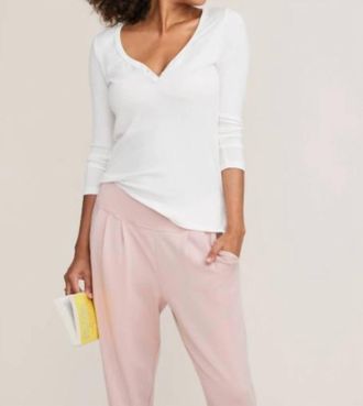 Hatch Rib Nursing Henley Top In Ivory