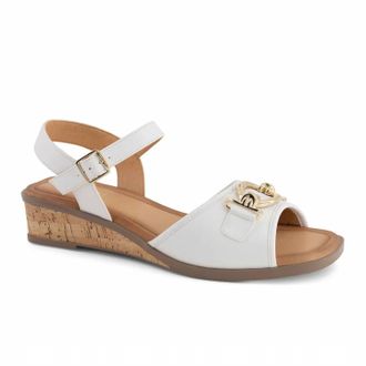 Andrea Womens Ankle-Strap Sandal In White