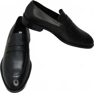 HUGO BOSS Mens Tayil Penny Loafers Leather Slip-On Dress Shoes In Black