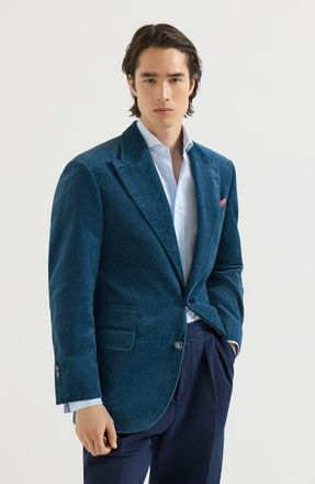 Brunello Cucinelli Denim-effect cotton velvet Tailor blazer with peak lapels at Nordstrom, Size 48 It