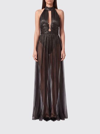 Philipp Plein Long Evening Gown in Chiffon with Halterneck and Off-the-Shoulder Design
