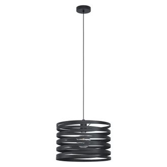 Loops Pendant Ceiling Light Colour Black Shade Black Spirals Long Cable Bulb E27 1x40W