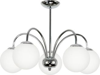OEM L&aacute;mpara De Techo Colgante Tipo Ara&ntilde;a Con Pantalla De Cristal Cromado Y Bola Blanca Dorin 7-260