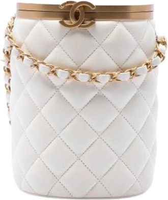 Chanel Pre-owned Quilted Lambskin Crossbody Bag - Dames - Vintage Tas - Wit - ONE Size - Leer - Vintage