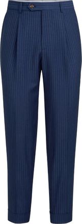 Brunello Cucinelli Broek met krijtstreep - Blauw