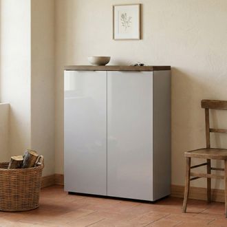 Dmora Armario Multiuso 2 Puertas Calavena, 3 Estantes, Made In Italy, 3 Compartimentos, 80x115h Cm Blanco Brillante