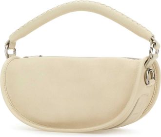 Burberry Womens B Clip Shoulder Bag Beige Calf
