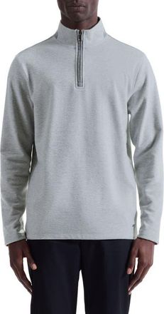 Bugatchi Houndstooth Patern Quarter Zip Top in Cement at Nordstrom, Size Xx-Large