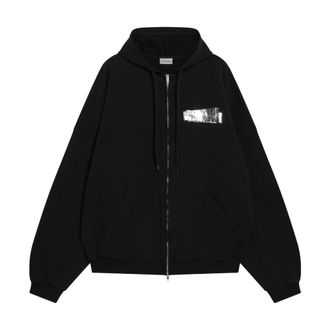 Balenciaga Grote Hoodie met Rits - Heren - Sweatshirts & Hoodies - Zwart - Maat: L Katoen