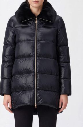 Herno Piumino corto in nylon trapuntato idrorepellente con collo in pelliccia