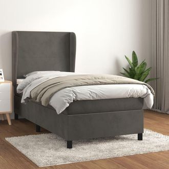 vidaXL Vidaxl - Cama Box Spring Con Colch&oacute;n Terciopelo Gris Oscuro 90x190 Cm