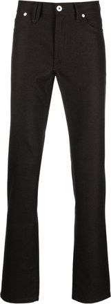 Brioni low-rise slim-fit tapered trousers - men - Cotton/Wool/Calf Leather - 31 - Brown