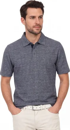 Casamoda Casa Moda polo donkerblauw melange gem&ecirc;leerd