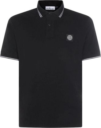 Stone Island 2200010 Slim-Fit Compass Patch Polo Shirt Black L1S1522000-10S0018-V0029