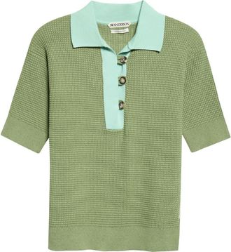 J.W.Anderson Cotton & Cashmere Blend Polo Sweater in Peppermint at Nordstrom, Size X-Large