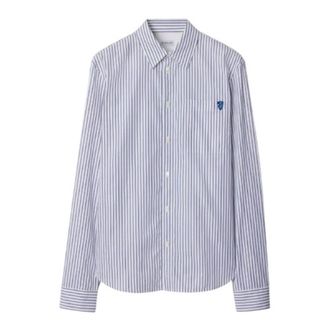 Burberry Mens Iris / Chalk B Shield Logo Stripe Shirt, Size X-Large