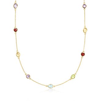 Ross-Simons Multi-Gemstone Station Necklace in 18kt Gold Over Sterling