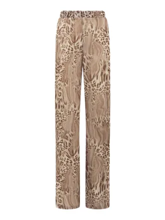 Blugirl Animal Print Wide-Leg Trousers With Relaxed Fit