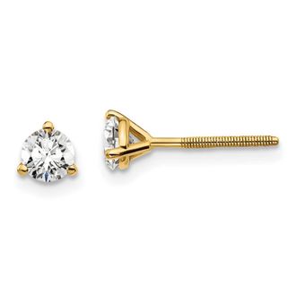 Diamond2Deal 14k Gold 1/2 ct Round Lab Grown Diamond Stud Earrings Screw Back VS Clarity, D-E Color