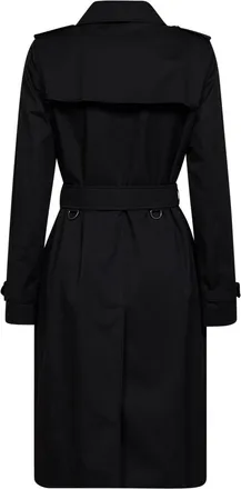 Burberry Womens Trench Coat Kensington Black Cotton & Raincoats