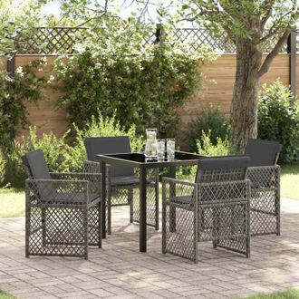 vidaXL Conjunto De Comedor De Jard&iacute;n 5 Pcs Gris Rat&aacute;n Sint&eacute;tico Vidaxl