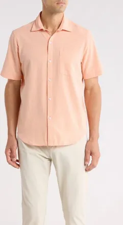 Tommy Bahama Bahama Coast Sintra Stripe IslandZone Short Sleeve Button-Up Shirt in Spiced Coral at Nordstrom, Size Xx-Large