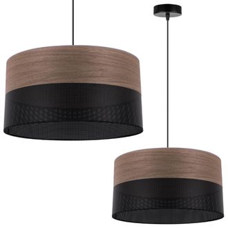 OEM L&aacute;mpara Colgante Individual, Pantalla De Chapa De Nogal, 40 Cm