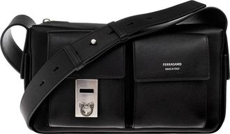 Ferragamo Twins 24 Tas - Heren - Schoudertassen - Zwart - ONE Size - Leer - Tassen