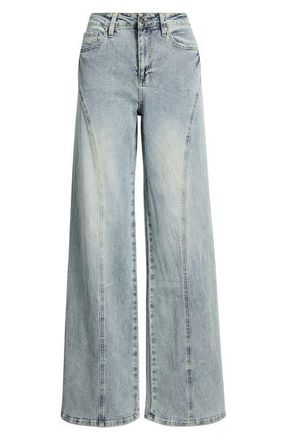 YMI Bella Seam Detail Wide Leg Jeans in Light Blue at Nordstrom, Size 11