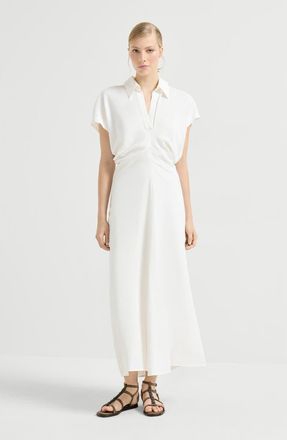 Brunello Cucinelli Twill dress with monili in White at Nordstrom, Size Xx-Large Eu