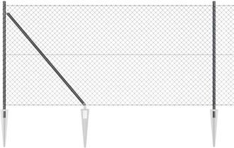 vidaXL Vidaxl - Chain Link Fence with Posts Grey 1 x 25 m Steel