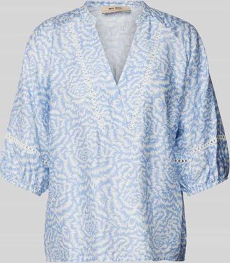 Mos Mosh Regular Fit Bluse mit V-Ausschnitt Modell ALEYNA SAKU in Hellblau, Größe XS