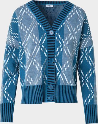 Akris Striped Diamond Jacquard Knit Cardigan