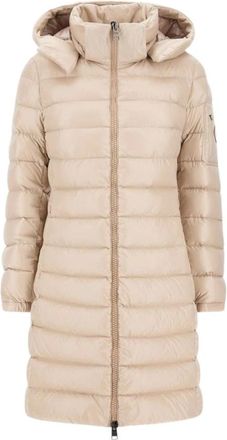 Herno Lange Jas van Glanzend Nylon - Dames - Mantels - Beige - Maat: XL Nylon