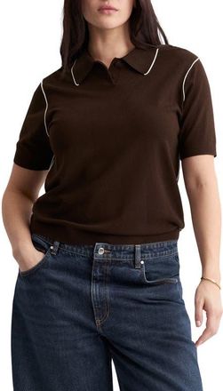 Mango Contrast Tipped Polo Sweater in Chocolate at Nordstrom, Size X-Small