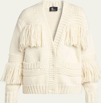 Moncler Wool-Blend Fringe Cardigan
