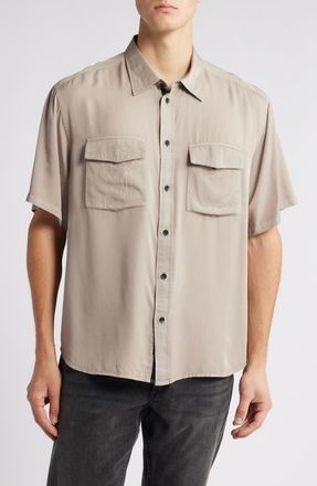 Rag & Bone Matthew Short Sleeve Button-Up Shirt in Elephant Grey at Nordstrom, Size Xx-Large
