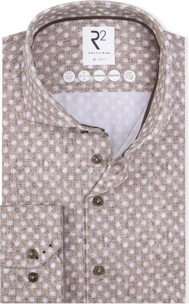 R2 Amsterdam R2-Hemd - Heren - Casual Overhemden - Beige - 4XL - Denim - Overhemden