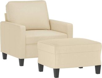 vidaXL Sillón con taburete tela crema 60 cm Vidaxl