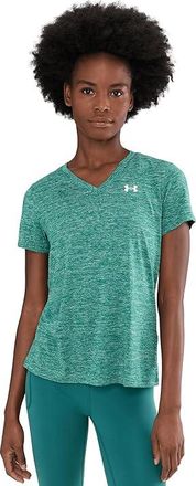 Under Armour Tech Short Sleeve V-Neck Twist Womens Clothing Rack Green/White : LG (US 12-14), Polyester