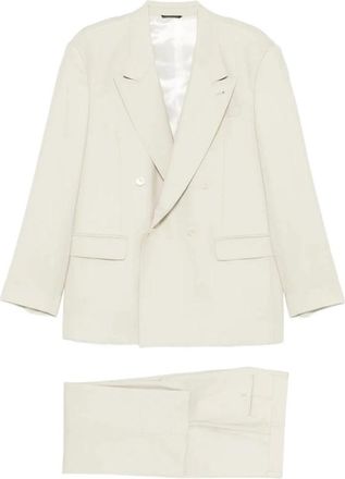 Reveres 1949 Double-breasted pak - Heren - Business pakken - Beige - L - Leer - Kostuums