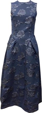Rotate Jacquard Midi Jurk - Dames - Casual kleedjes - Blauw - S - Leer - Kleedjes
