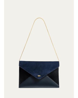 Khaite Grace Suede & Leather Envelope Clutch Bag
